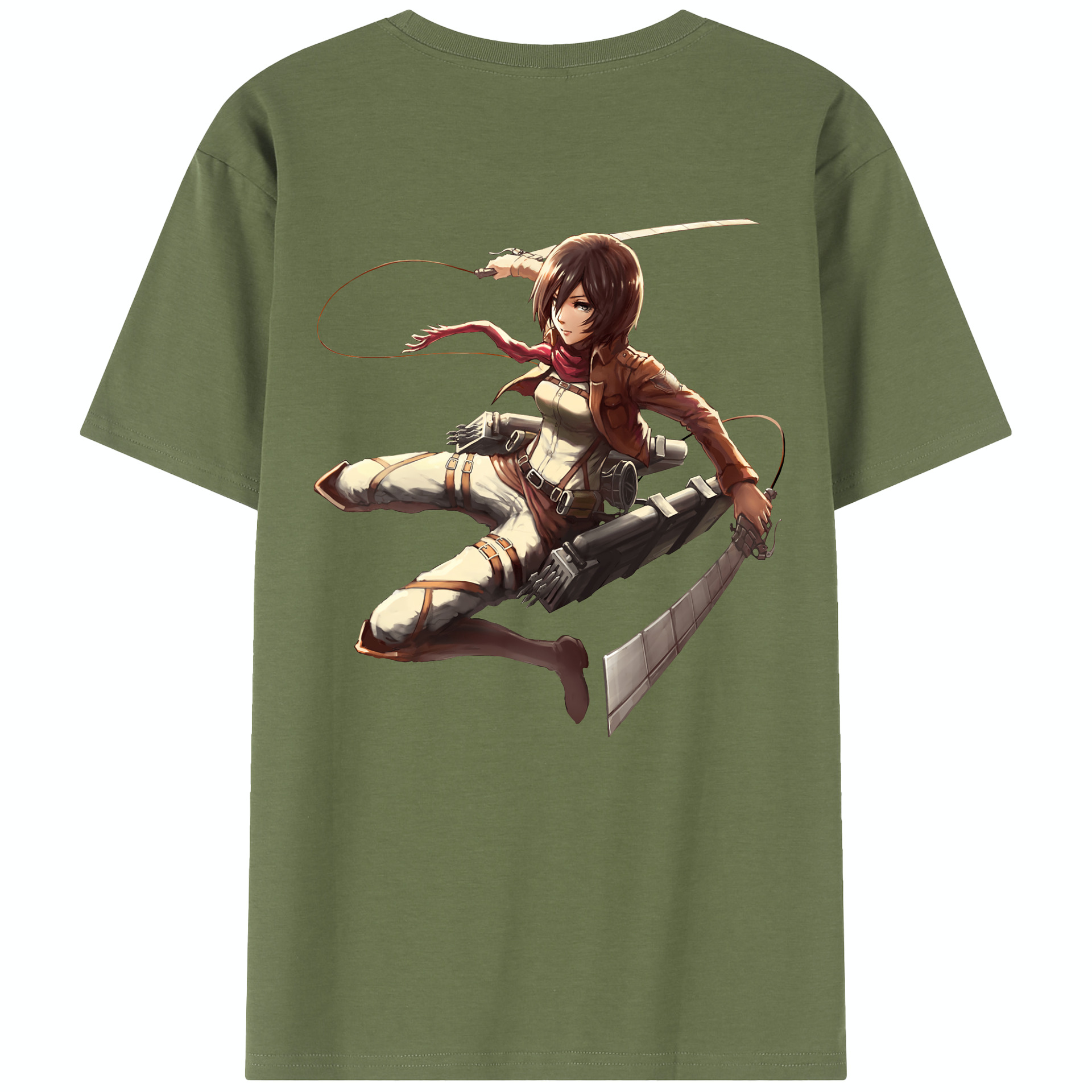 （画像用） 進撃の巨人 ミカサ·アッカーマン Attack on Titan Mikasa Ackerman 綿100％半袖Tシャツ（背面プリント）